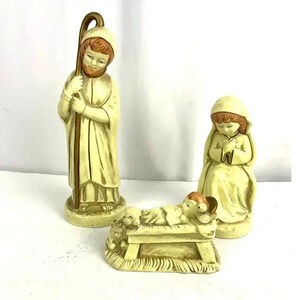 3 PC VTG Nativity Christmas Set Lund's Lites Mary Joseph Baby‎ Jesus MCM